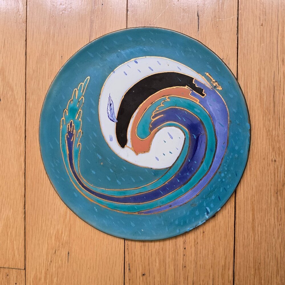 vintage 90s' | whimsy multicolor glass round jewelry plate